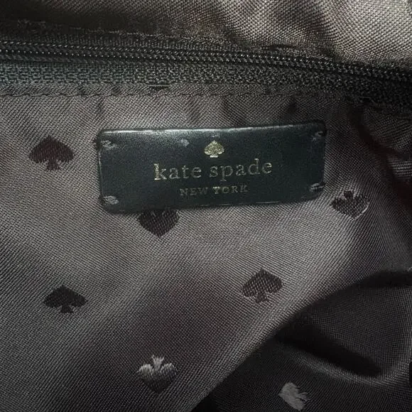 Kate Spade Carley Nylon Flap Backpack Black Drawstring Preppy Casual Athleisure - Picture 14 of 16